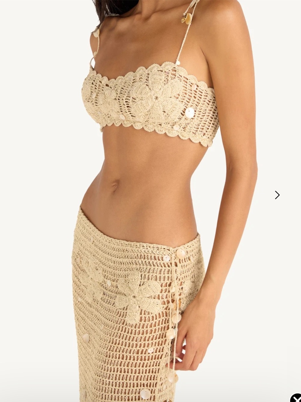 Asta Resort Charlotte Crochet Bralette & Maxi Skirt Set — Sand Shimmer - XS - Picture 6 of 9